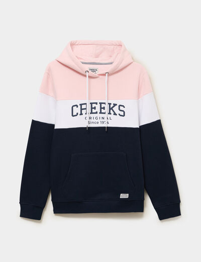 Sweat hoodie en molleton 1 poche rose pastel homme