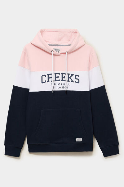 Sweat hoodie en molleton 1 poche rose pastel homme