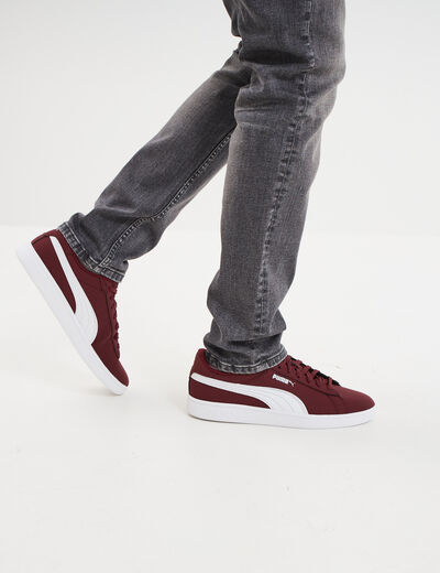 Tennis basses à lacets Puma Smash Buck bordeaux homme