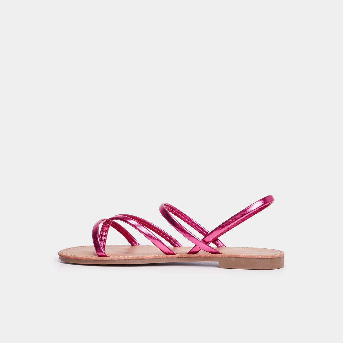 Sandales plates rose fushia femme