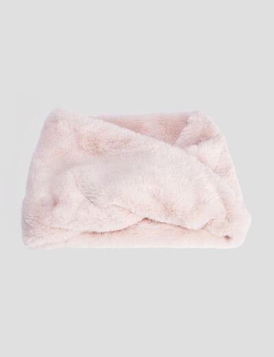 Tour de cou fausse fourrure rose clair fille