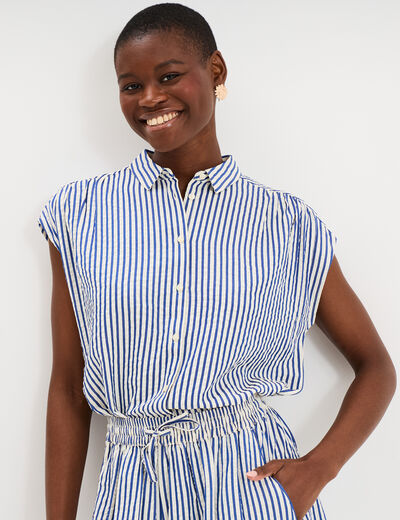 Chemise sans manches bleu femme