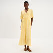 Robe longue fluide &agrave; volants jaune clair femme