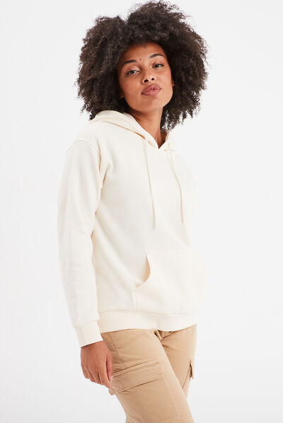 Sweat molleton à capuche hoodie sable femme