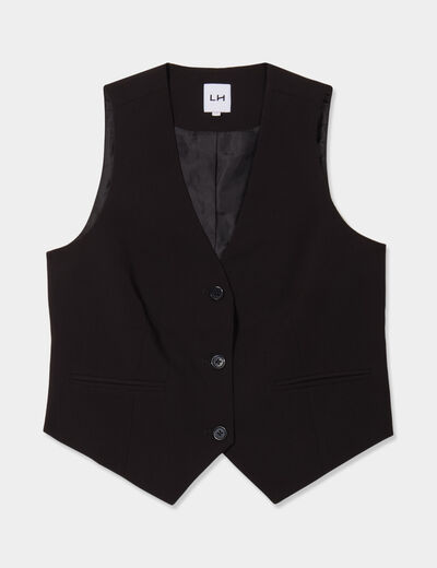 Gilet Barman sans manches ajusté noir femme
