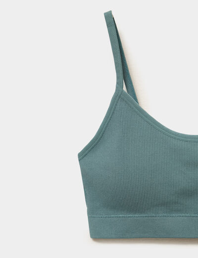 Lot 2 brassi&egrave;res padd&eacute;es sans couture vert fonc&eacute; femme