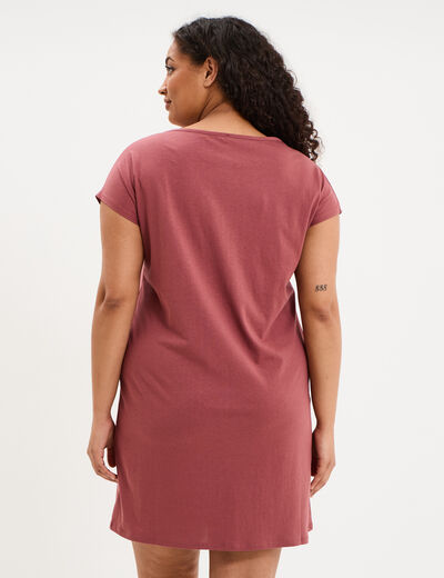 Chemise de nuit manches courtes rose framboise femme grande taille