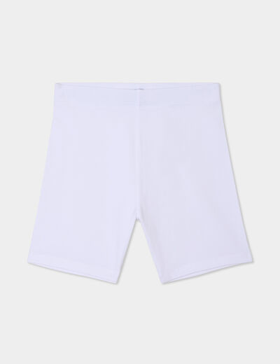 Legging short coton taille élastiquée blanc fille