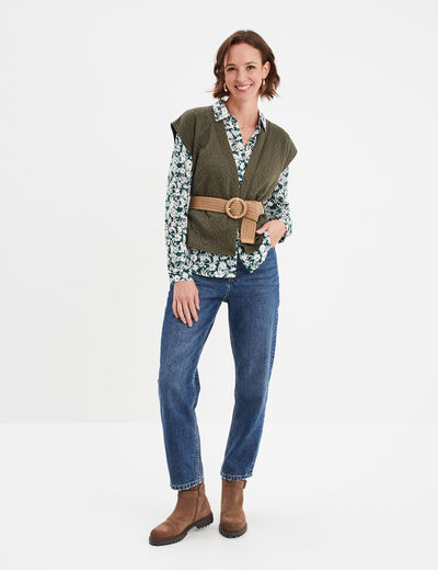 Chemise fluide manches longues vert foncé femme