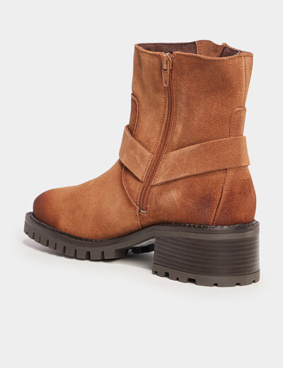 Bottines crantées en cuir Creeks marron femme