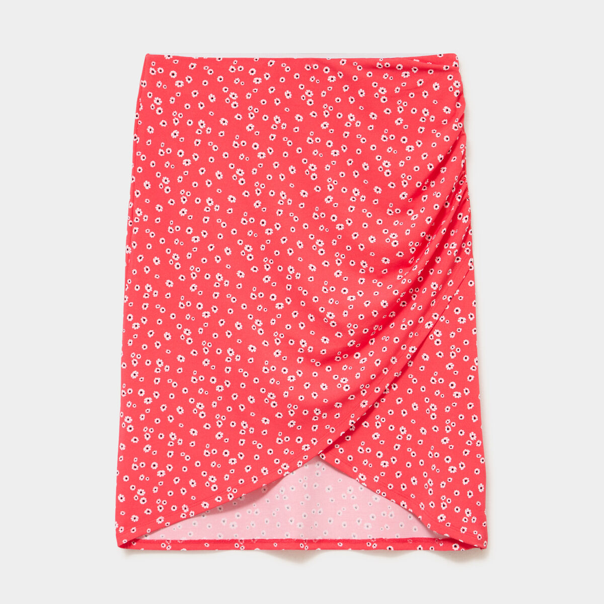 Jupe courte taille &eacute;lastiqu&eacute;e stretch rouge coquelicot femme