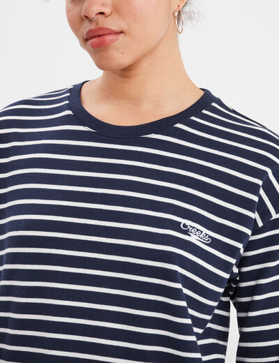 T-shirt manches longues Creeks bleu marine femme