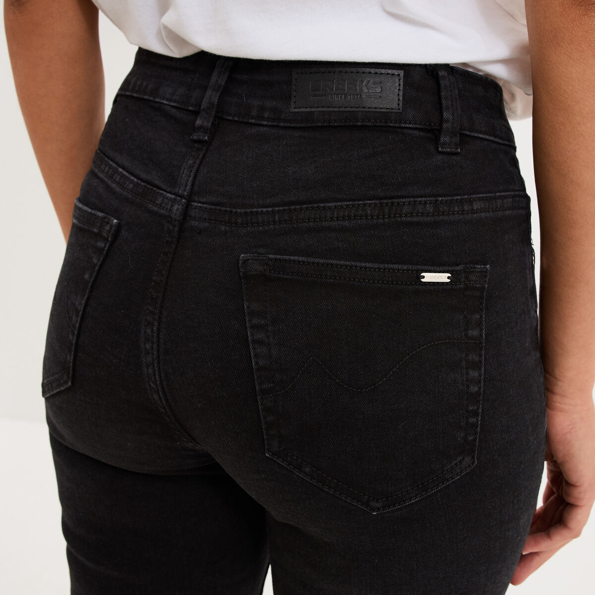 Jeans regular 5 poches coton denim noir femme