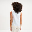 Blouse courte sans manches droite coton blanc femme