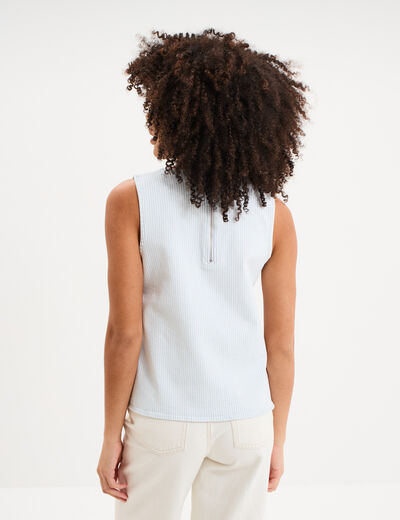 Blouse courte sans manches droite coton blanc femme