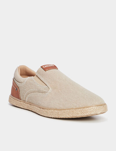 Slip-on confort toile effet espadrille sable homme