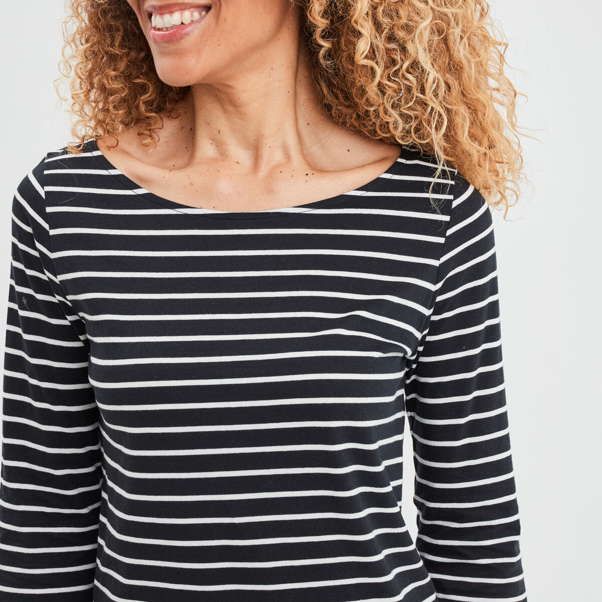 T-shirt manches 3/4 col bateau coton blanc femme