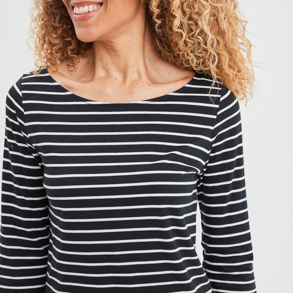 t shirt manches 34 col bateau coton blanc femme T-shirt manches 3/4 col bateau coton blanc femme