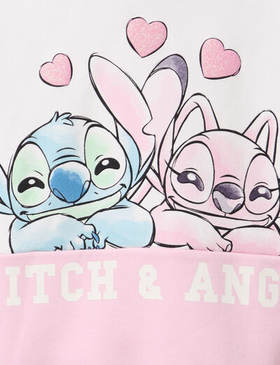 Sweat hoodie coton Stitch Angel multicolore fille