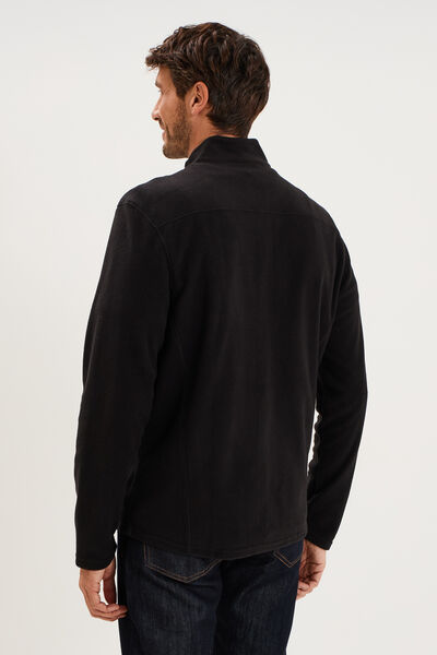 Gilet polaire zipp&eacute; manches longues noir homme