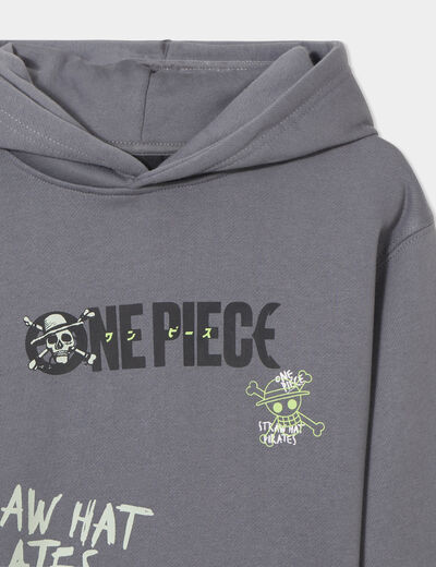 Sweat hoodie à capuche One Piece gris foncé garçon