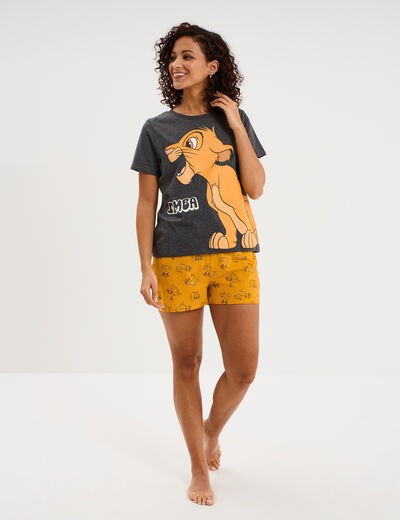 Ensemble pyjama short Le Roi lion Simba gris fonc&eacute; femme