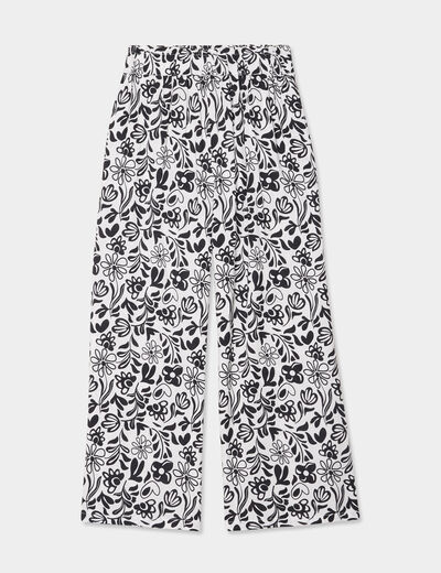 Pantalon fluide taille élastiquée ecru fille