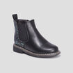 Bottines chelsea &agrave; paillettes en cuir noir fille