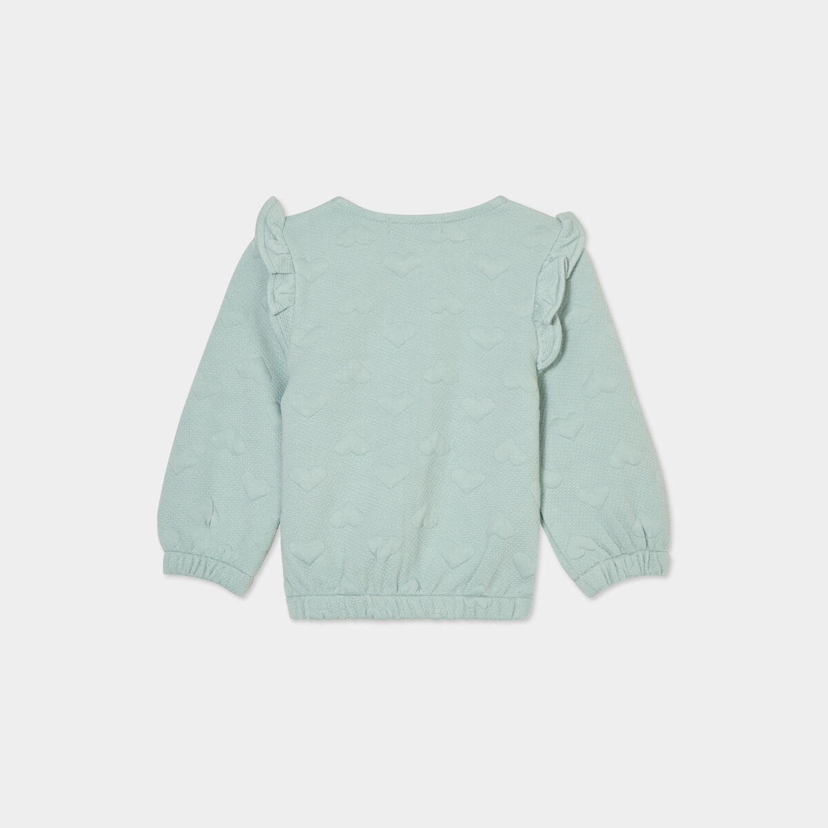 Gilet zipp&eacute; matelass&eacute; coeur &agrave; volants vert pastel b&eacute;b&eacute; fille