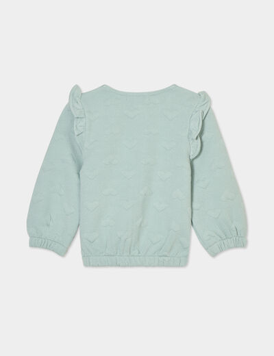 Gilet zipp&eacute; matelass&eacute; coeur &agrave; volants vert pastel b&eacute;b&eacute; fille