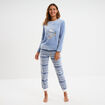 Ensemble pyjama pantalon effet velours bleu clair femme