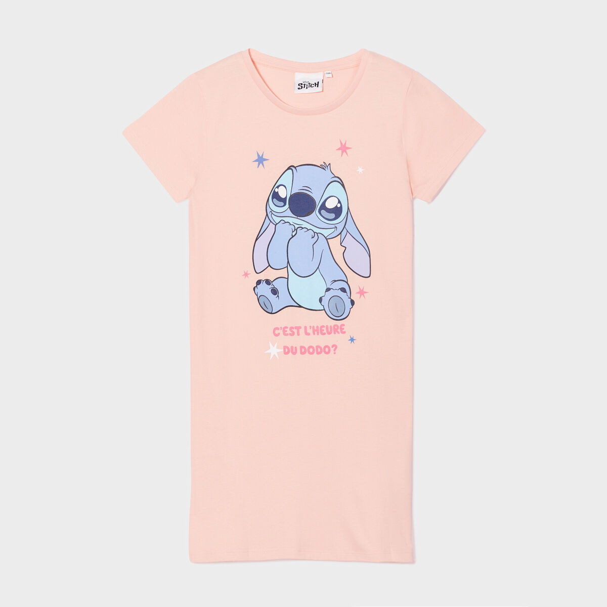 Chemise de nuit manches courtes Stitch orange fluo fille