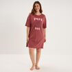 Chemise de nuit courte col rond coton rose framboise femme grande taille