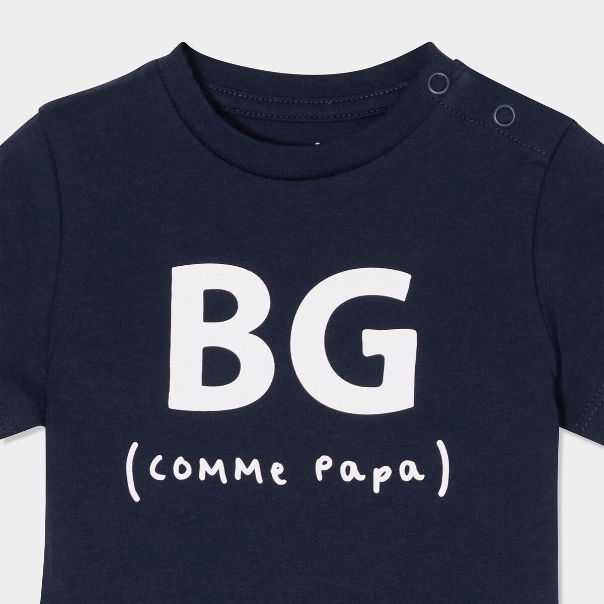 T-shirt col rond manches courtes coton bleu marine b&eacute;b&eacute; gar&ccedil;on