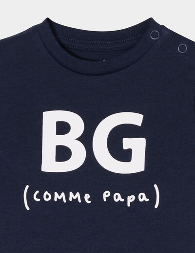 T-shirt col rond manches courtes coton bleu marine bébé garçon