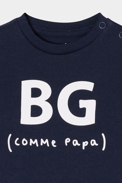T-shirt col rond manches courtes coton bleu marine b&eacute;b&eacute; gar&ccedil;on