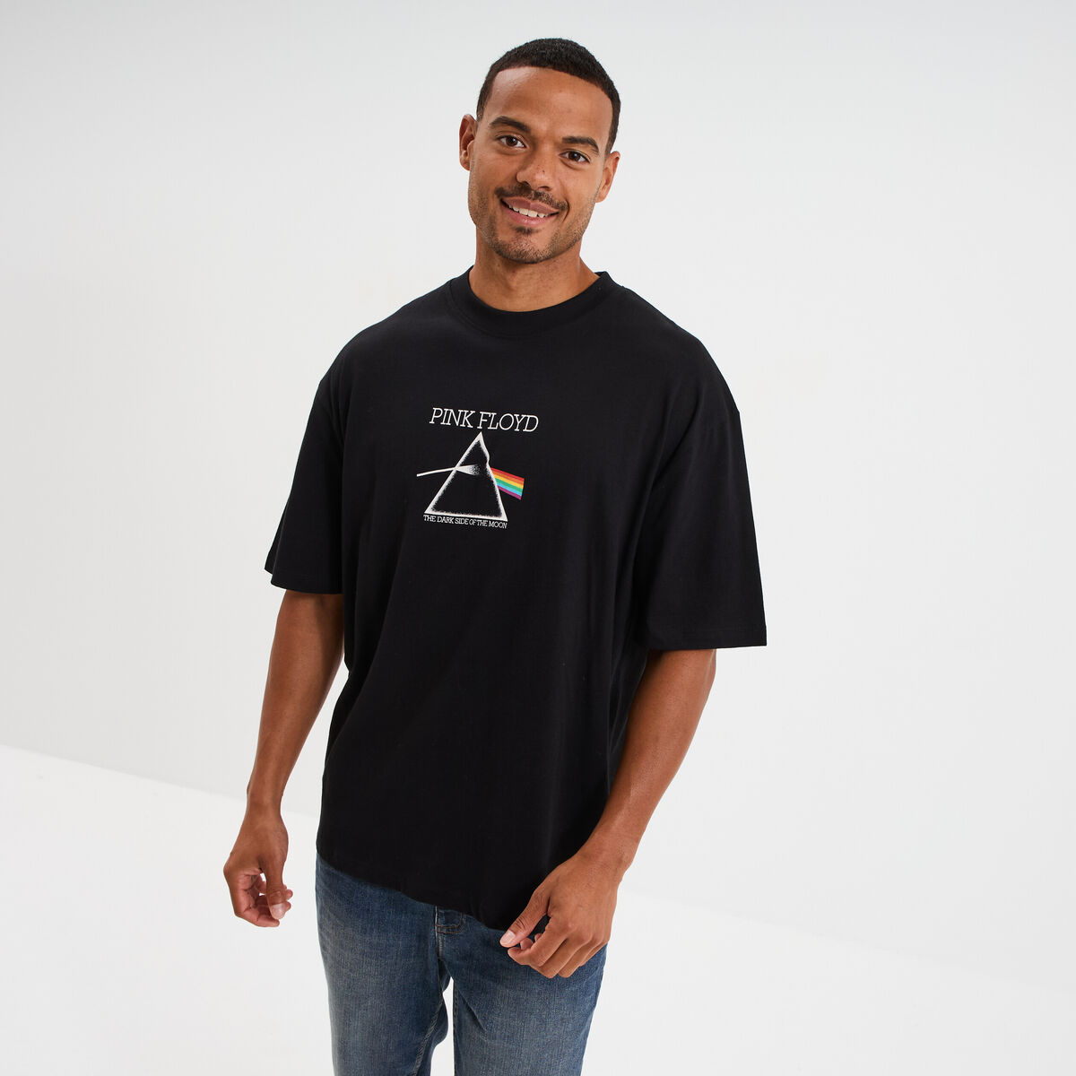 T-shirt manches courtes coton Pink Floyd noir homme