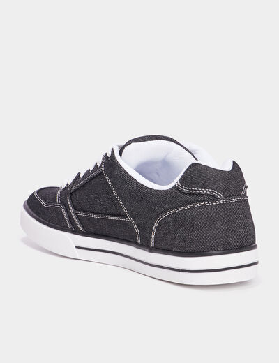 Tennis basses en toile à lacets noir homme