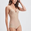 Body effet gainant micro dentelle beige femme