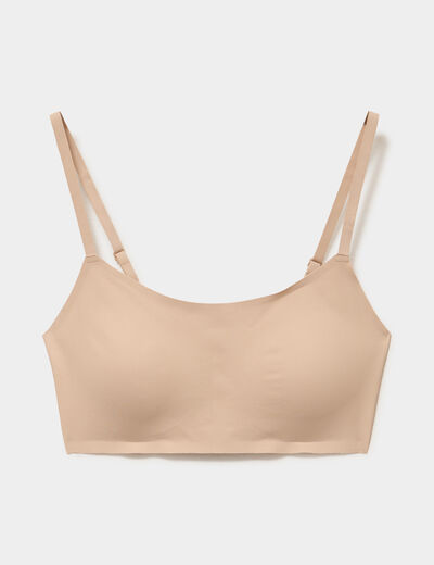 Soutien-gorge brassi&egrave;re bandeau padd&eacute; beige femme