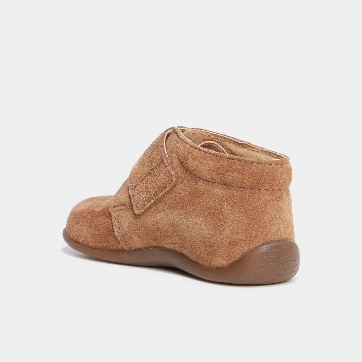 Bottillons scratchs cuir semelle souple camel bébé garçon