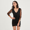 Robe manches plumetis froncées Mosquitos noir femme