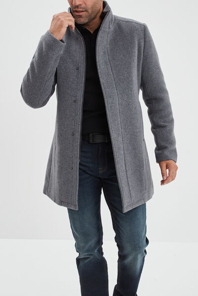 Manteau droit long gris foncé homme