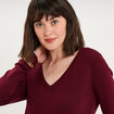 Pull col en V manches longues bordeaux femme