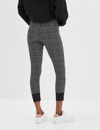 Legging 7/8ème avec dentelle noir femme