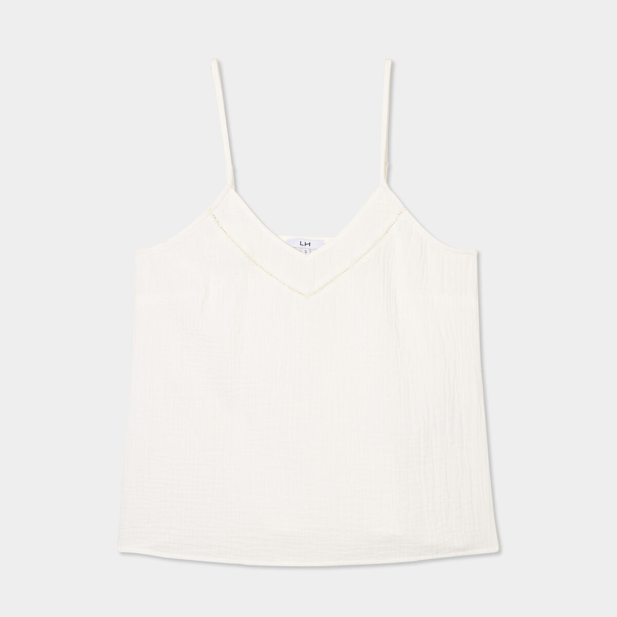 Haut de pyjama débardeur gaze de coton blanc femme
