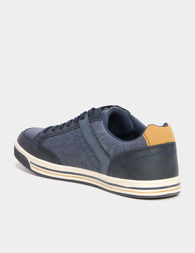 Tennis toile à lacets bleu homme