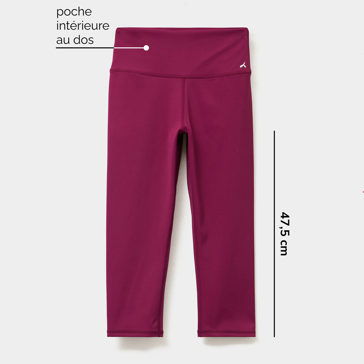 Legging corsaire de sport stretch violet fonc&eacute; femme