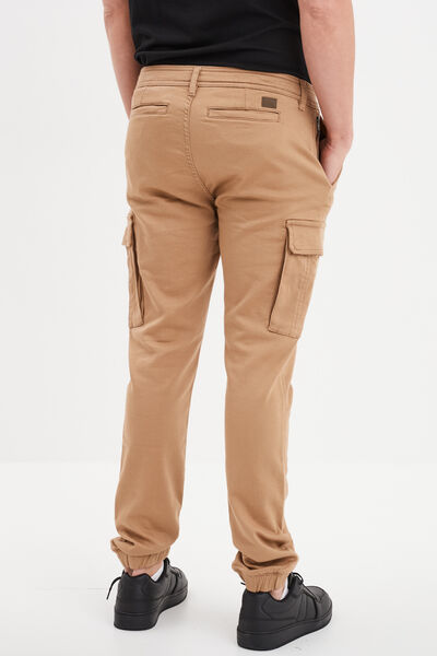 Pantalon cargo slim stretch taupe homme