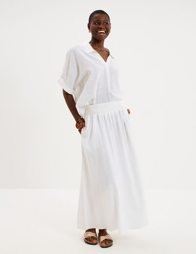 Jupe longue lin majoritaire blanc femme